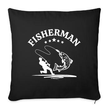pêche, pêcheur, fan de pêche - Housse de coussin décorative 45 x 45 cm - noir - Devant