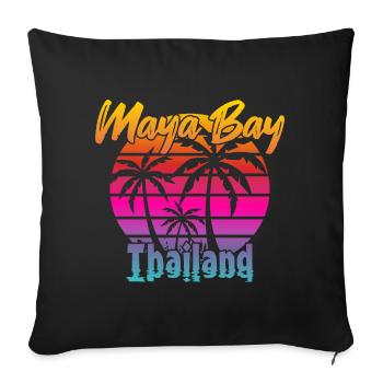 Vintage Maya Bay Thailand - Sofa pillowcase 17,3'' x 17,3'' (45 x 45 cm) - black - Front