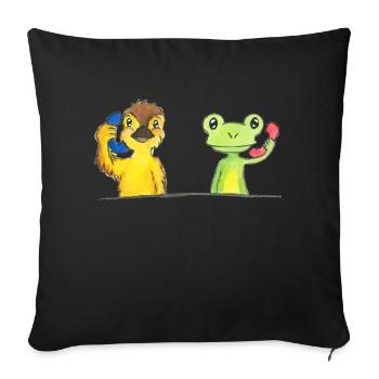Ente und Frosch - Sofakissenbezug 45 x 45 cm - Schwarz - Vorne