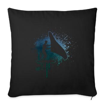 wingsurfen wingfoil Femmes Hommes wingsurf - Housse de coussin décorative 45 x 45 cm - noir - Devant