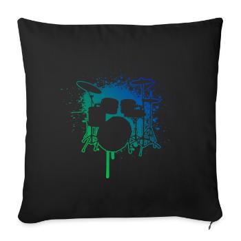 Drum Kit Schlagzeugspieler Schlagzeugspielen - Sofakissenbezug 45 x 45 cm - Schwarz - Vorne