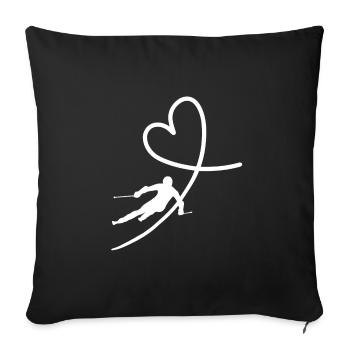 liebe Skifahren Herz - Sofakissenbezug 45 x 45 cm - Schwarz - Vorne