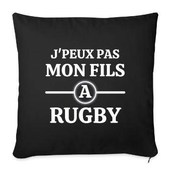 rugby, rugby sport, rugby humour - Housse de coussin décorative 45 x 45 cm - noir - Devant