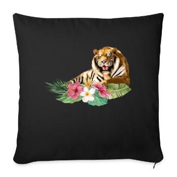 Tiger, Tropical Animal, Big Cat - Sofa pillowcase 17,3'' x 17,3'' (45 x 45 cm) - black - Front