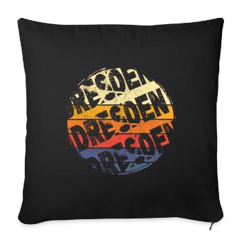 Dresde Allemagne Ville Vintage Retro Skyline - Housse de coussin décorative 45 x 45 cm - noir - Devant