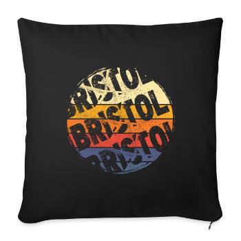 Bristol England UK City Vintage Retro Skyline - Sofa pillowcase 17,3'' x 17,3'' (45 x 45 cm) - black - Front