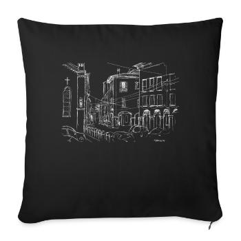 Bologna / Via Marsala - Sofa pillowcase 17,3'' x 17,3'' (45 x 45 cm) - black - Front