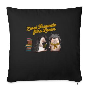 Zwei Igel Freunde fürs Lesen. - Sofakissenbezug 45 x 45 cm - Schwarz - Vorne