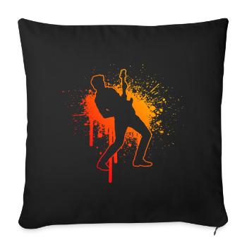 guitare électronique guitare classique Femmes - Housse de coussin décorative 45 x 45 cm - noir - Devant