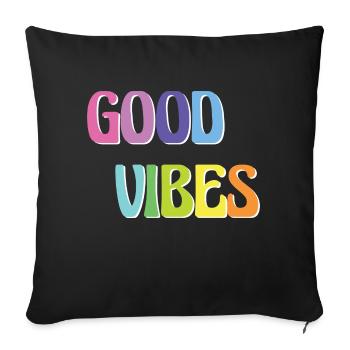 Bonnes vibrations - Housse de coussin décorative 45 x 45 cm - noir - Devant