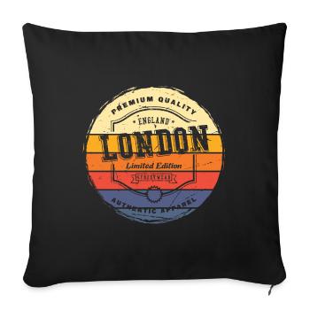 London England UK City Vintage Retro Skyline - Sofa pillowcase 17,3'' x 17,3'' (45 x 45 cm) - black - Front