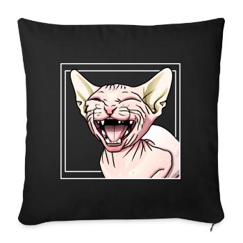 Sphynx cat laughs - Sofa pillowcase 17,3'' x 17,3'' (45 x 45 cm) - black - Front