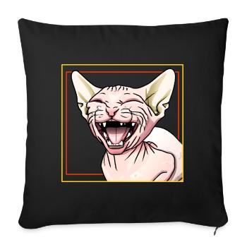 Sphynx cat laughs - Sofa pillowcase 17,3'' x 17,3'' (45 x 45 cm) - black - Front