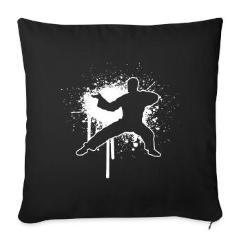 Kung Fu Herren Damen Wushu Kungfu Kampfsport - Sofakissenbezug 45 x 45 cm - Schwarz - Vorne