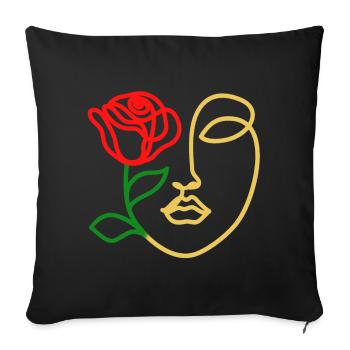 Face rose - Sofa pillowcase 17,3'' x 17,3'' (45 x 45 cm) - black - Front