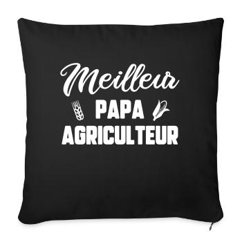 Meilleur papa agriculteur - Housse de coussin décorative 45 x 45 cm - noir - Devant