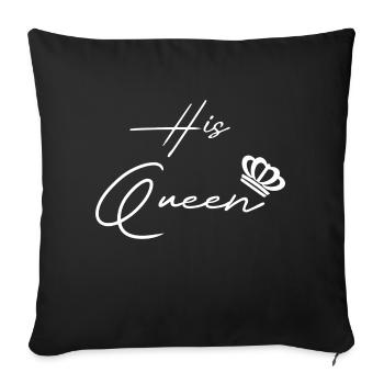 his queen her king pair white - Sofa pillowcase 17,3'' x 17,3'' (45 x 45 cm) - black - Front