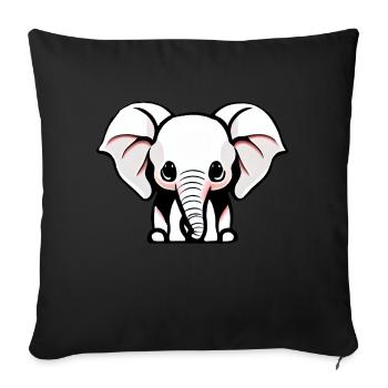 Petit éléphant Dessin animé Aventure mignonne 12 - Housse de coussin décorative 45 x 45 cm - noir - Devant