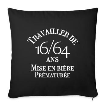 retraite, réforme des retraites, syndicat - Housse de coussin décorative 45 x 45 cm - noir - Devant