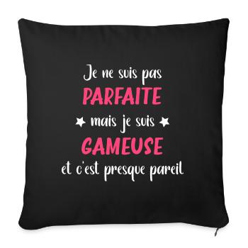 Parfaite gameuse - Housse de coussin décorative 45 x 45 cm - noir - Devant