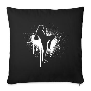 Boxe Thaïlandaise Hommes Boxeur Thaïlandais Femmes Thaibox - Housse de coussin décorative 45 x 45 cm - noir - Devant