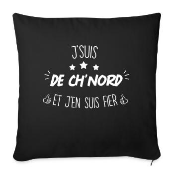 j'suis du nord et j'en suis fier cadeau - Housse de coussin décorative 45 x 45 cm - noir - Devant