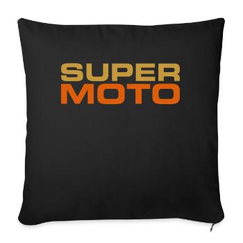Logo SUPER MOTO sport orange - Housse de coussin décorative 45 x 45 cm - noir - Devant