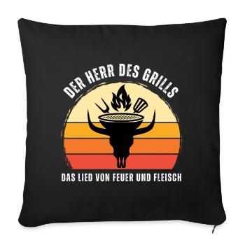 Der Herr des Grills. Grillen. BBQ. Fleisch. Sommer - Sofakissenbezug 45 x 45 cm - Schwarz - Vorne