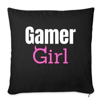 Gamer Girl - Sofa pillowcase 17,3'' x 17,3'' (45 x 45 cm) - black - Front