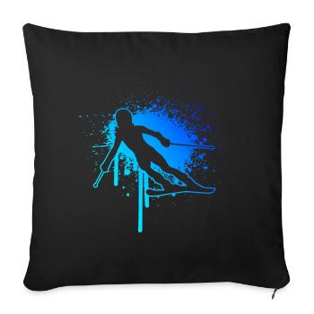 Ski Freestyle Skieur Ski Cascade - Housse de coussin décorative 45 x 45 cm - noir - Devant