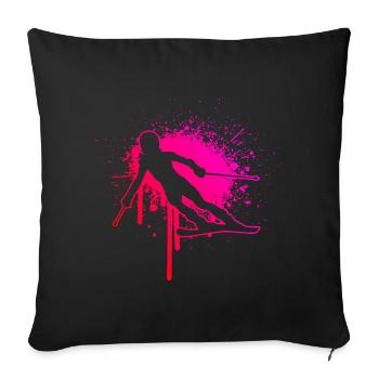 Skiing Wintersport Skifahrer Ski Skifahren - Sofakissenbezug 45 x 45 cm - Schwarz - Vorne