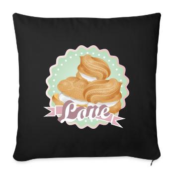 Illustration of three filled cream puffs - Sofa pillowcase 17,3'' x 17,3'' (45 x 45 cm) - black - Front
