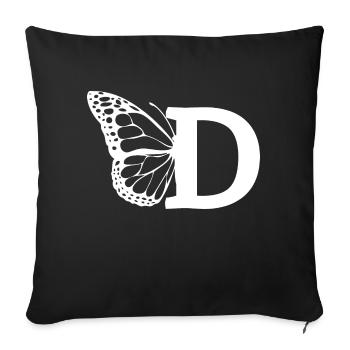 lettre d papillon - Housse de coussin décorative 45 x 45 cm - noir - Devant
