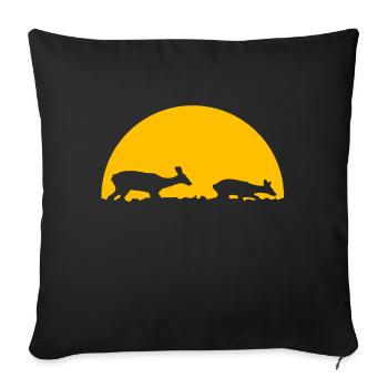 Cerf au coucher du soleil - Housse de coussin décorative 45 x 45 cm - noir - Devant