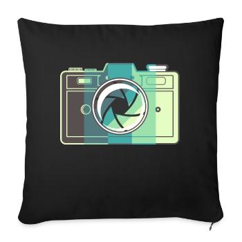 Caméra à film rétro - Housse de coussin décorative 45 x 45 cm - noir - Devant