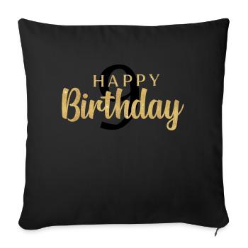Happy Birthday 9 - Sofakissenbezug 45 x 45 cm - Schwarz - Vorne
