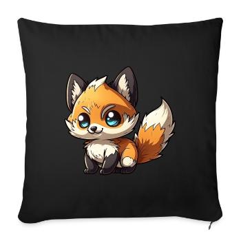 Mignon bébé renard chibi - Housse de coussin décorative 45 x 45 cm - noir - Devant
