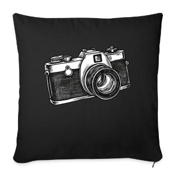Appareil photo, Appareil photo vintage, Ancien appareil photo, Ancien - Housse de coussin décorative 45 x 45 cm - noir - Devant