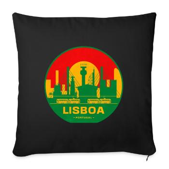 Lisboa Retro Skyline Silhouette - Sofakissenbezug 45 x 45 cm - Schwarz - Vorne