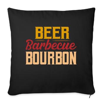 Bière Barbecue Bourbon Smoker Whisky Grillades - Housse de coussin décorative 45 x 45 cm - noir - Devant