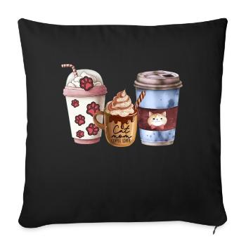 Cat mom loves coffee - Sofa pillowcase 17,3'' x 17,3'' (45 x 45 cm) - black - Front