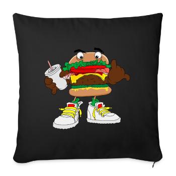burgers, hamburgers, cheeseburgers, restauration rapide - Housse de coussin décorative 45 x 45 cm - noir - Devant