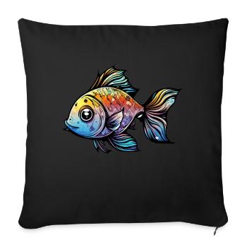 Fish Rainbow Drawing - Sofa pillowcase 17,3'' x 17,3'' (45 x 45 cm) - black - Front
