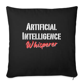 Chuchoteur d’intelligence artificielle - Housse de coussin décorative 45 x 45 cm - noir - Devant