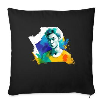 Watercolors of a boy - Sofa pillowcase 17,3'' x 17,3'' (45 x 45 cm) - black - Front