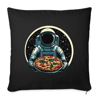 Astronaut with salami pizza space design - Sofa pillowcase 17,3'' x 17,3'' (45 x 45 cm) - black - Front