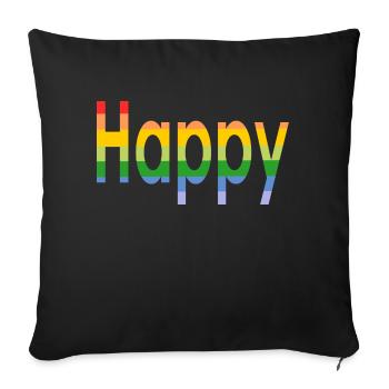 Feliz - Happy - Sofa pillowcase 17,3'' x 17,3'' (45 x 45 cm) - black - Front
