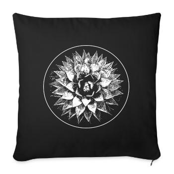 Mandala floral linogravé en cercle - Housse de coussin décorative 45 x 45 cm - noir - Devant