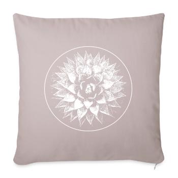 Mandala floral linogravé en cercle - Housse de coussin décorative 45 x 45 cm - taupe clair - Devant