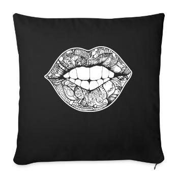 Lèvres, bouche, baisers lèvres - Housse de coussin décorative 45 x 45 cm - noir - Devant